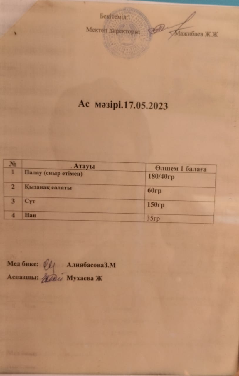 " Ас мәзірі"