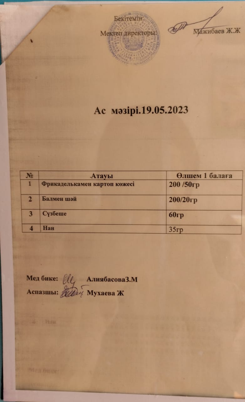 " Ас мәзірі"