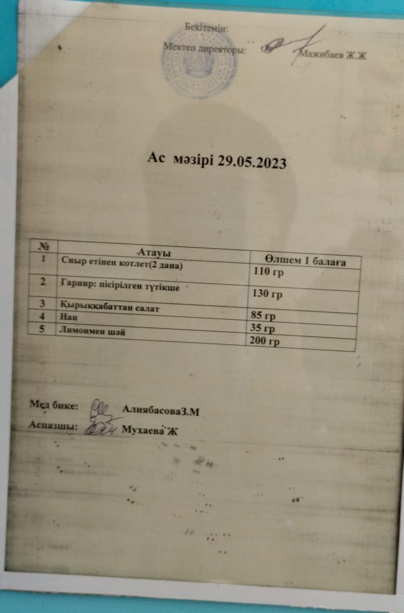 " Ас мәзірі"