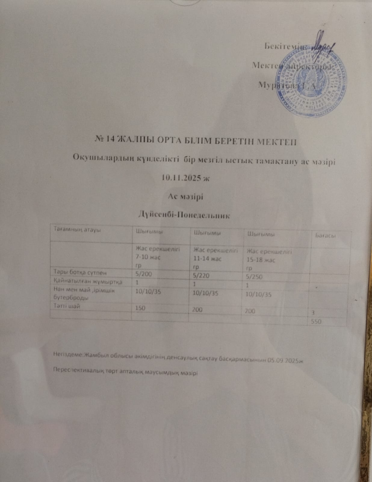 Ас мәзірі