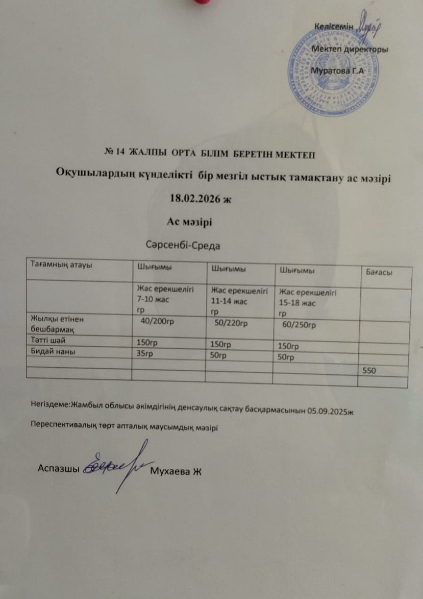 Ас мәзірі