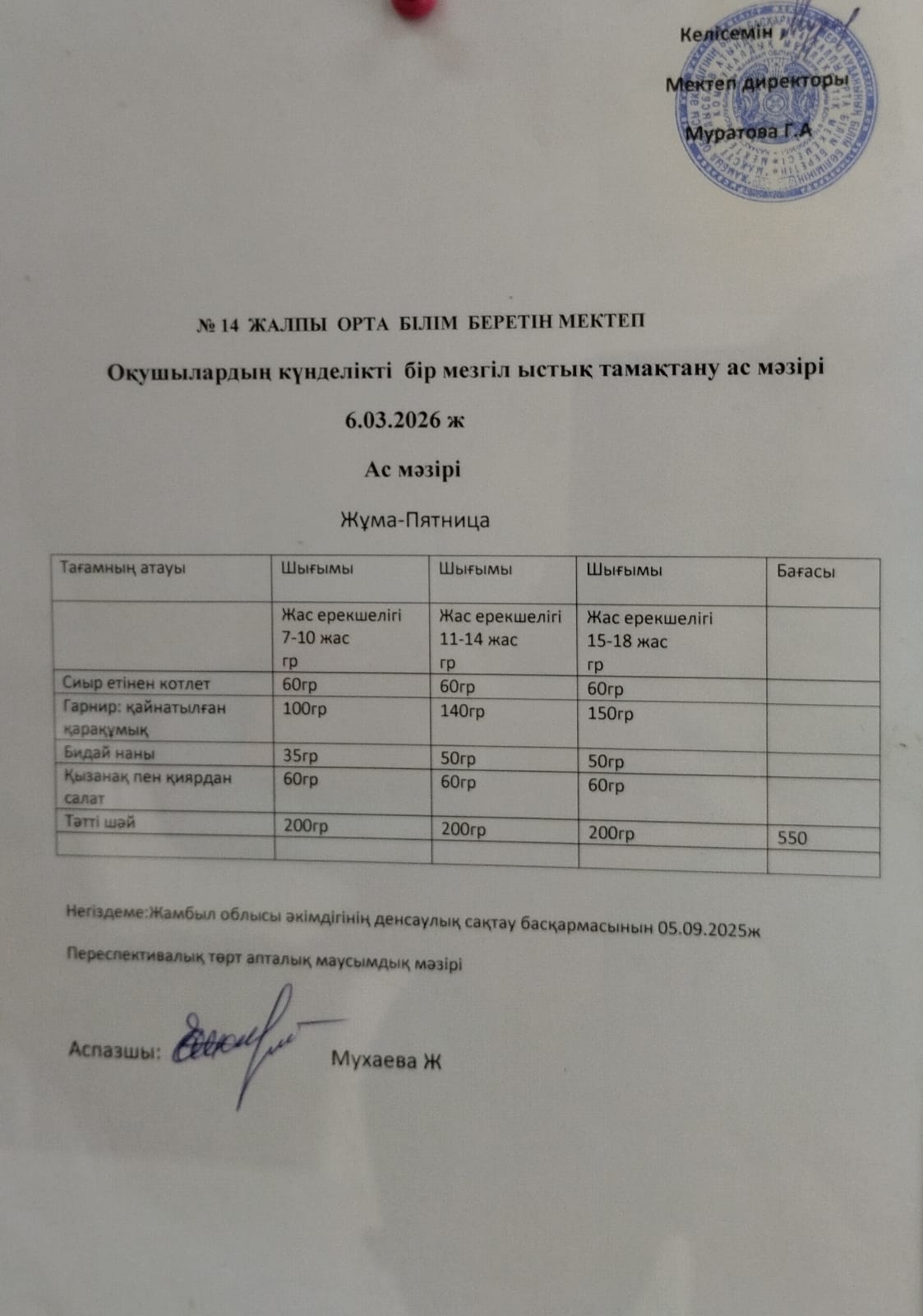 Ас мәзірі